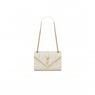 YSL ENVELOPE MEDIUM IN QUILTED GRAIN DE POUDRE EMBOSSED LEATHER 600185BOW919207 (24*17.5*6cm)